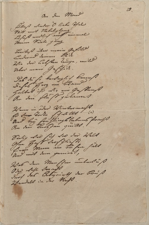 Gedichtbrief Goethes an Charlotte von Stein mit Noten